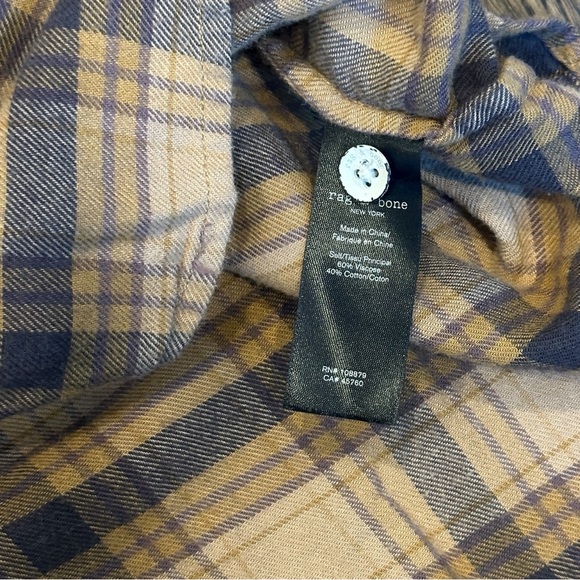 Rag & Bone May Cropped Plaid Button-Up Brushed Flannel Shirt Brown Women Small - Picture 5 of 5